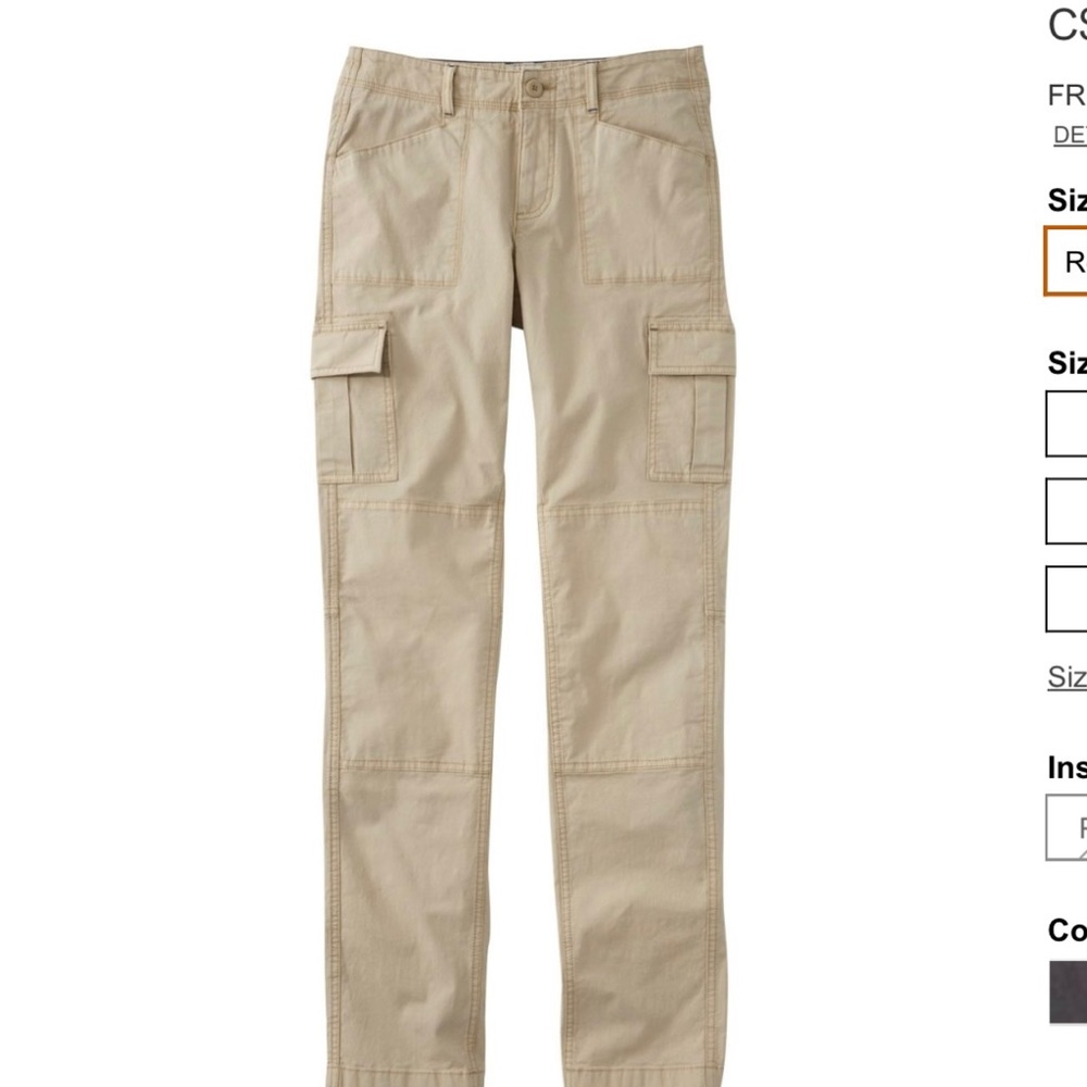 LLBean cargo pants khaki 14
